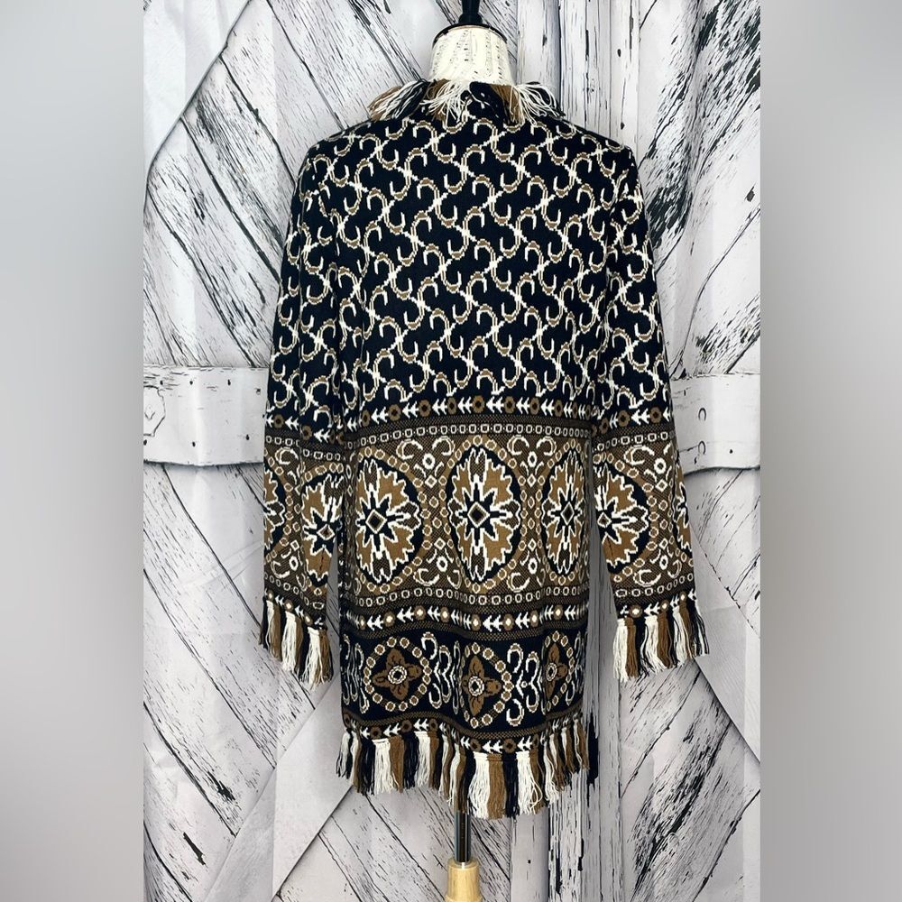 Artistica Boho Fringed Cardigan Open Front M - image 4